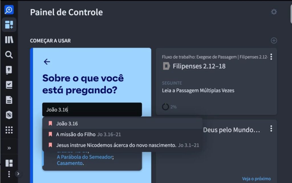 Interface 'Comece Agora' mostrando opções de layout personalizadas para diferentes tipos de estudo