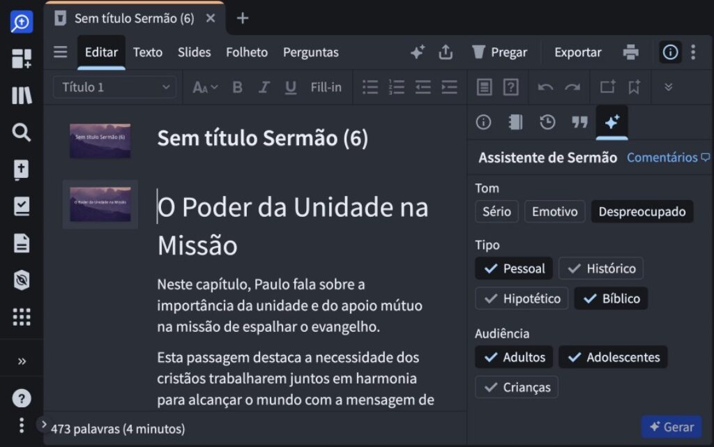 Ferramenta de criação de ilustrações personalizadas para sermões