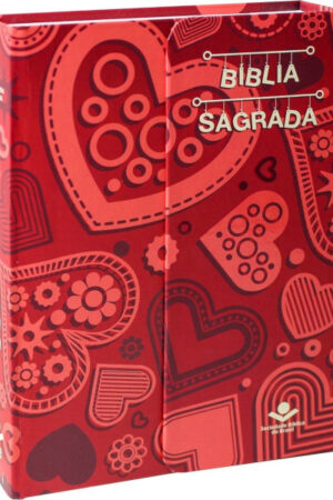 Bíblia Sagrada Letra Maior (NAA) – Capa ilustrada vermelho com corações com imã