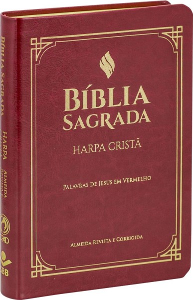 Bíblia Sagrada Letra Grande com Harpa Cristã – Capa em couro sintético, vinho: Almeida Revista e Corrigida (ARC) com Letras Vermelhas