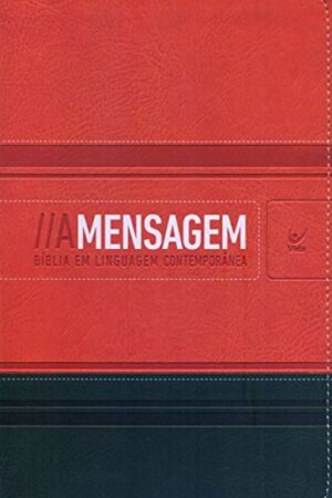 Bíblia A Mensagem – capa luxo laranja e verde beira prata