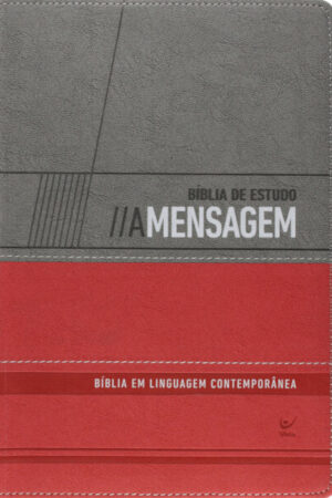Bíblia de Estudo a Mensagem Capa Cinza e Vermelho